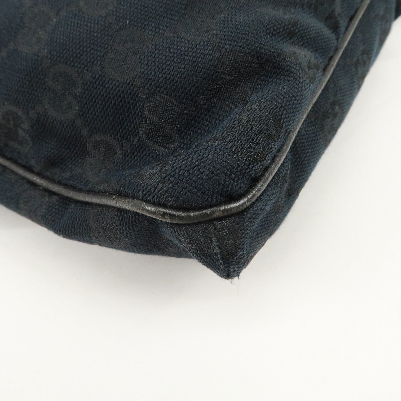 GUCCI Sherry GG Canvas Leather Shoulder Bag Black 169937 Used