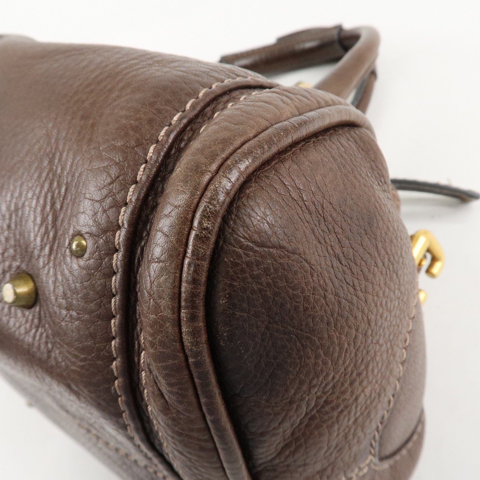 Chloe Paddington Leather Hand Bag Shoulder Bag Medium Brown Used