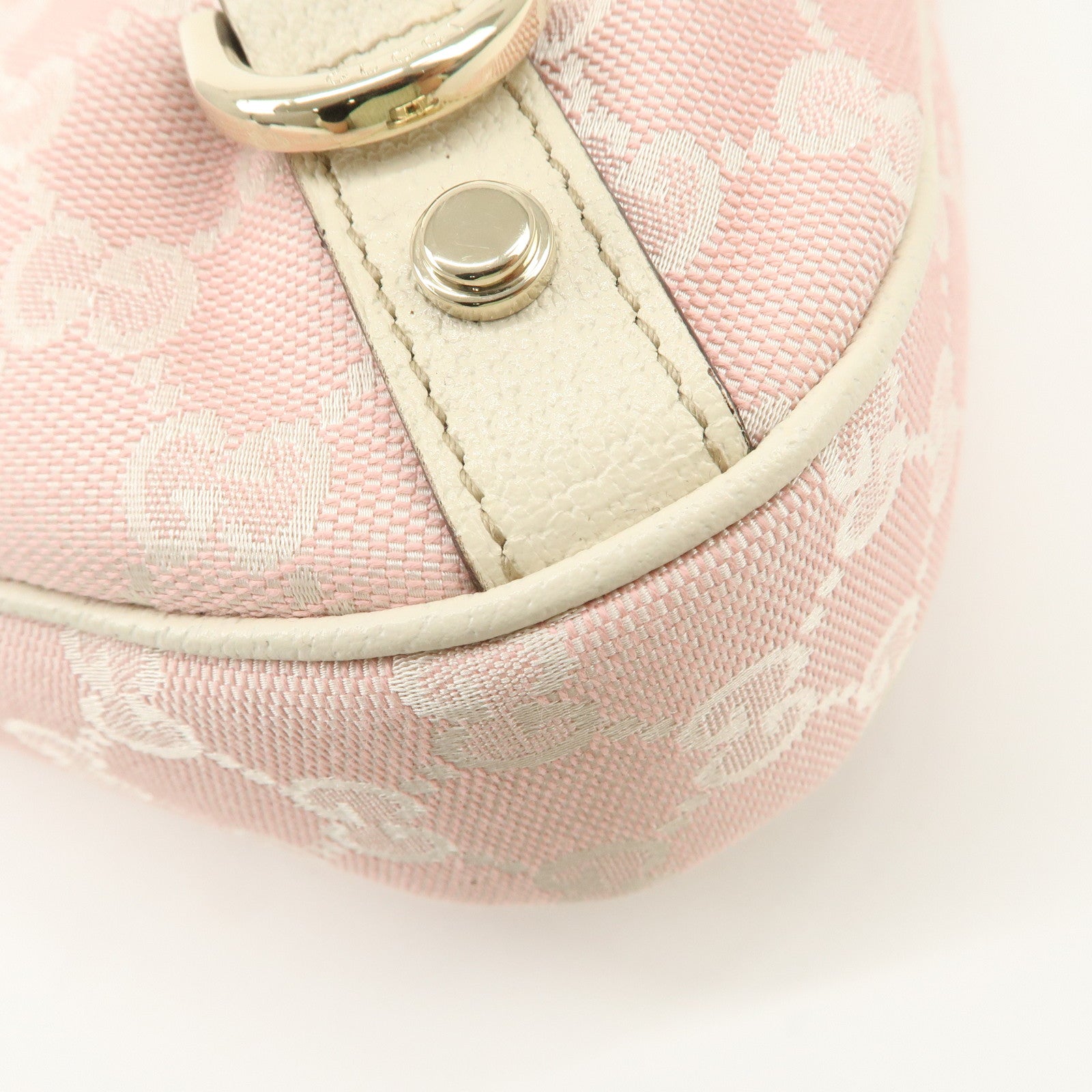 GUCCI Abbey GG Canvas Leather Shoulder Bag Ivory Pink 130738 Used