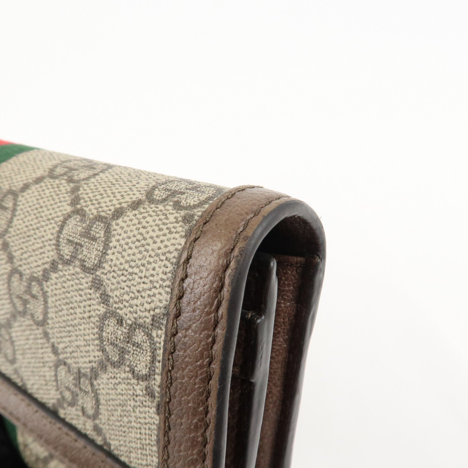 GUCCI Ophidia Sherry GG Supreme Leather Bi-fold Long Wallet 523153 Used