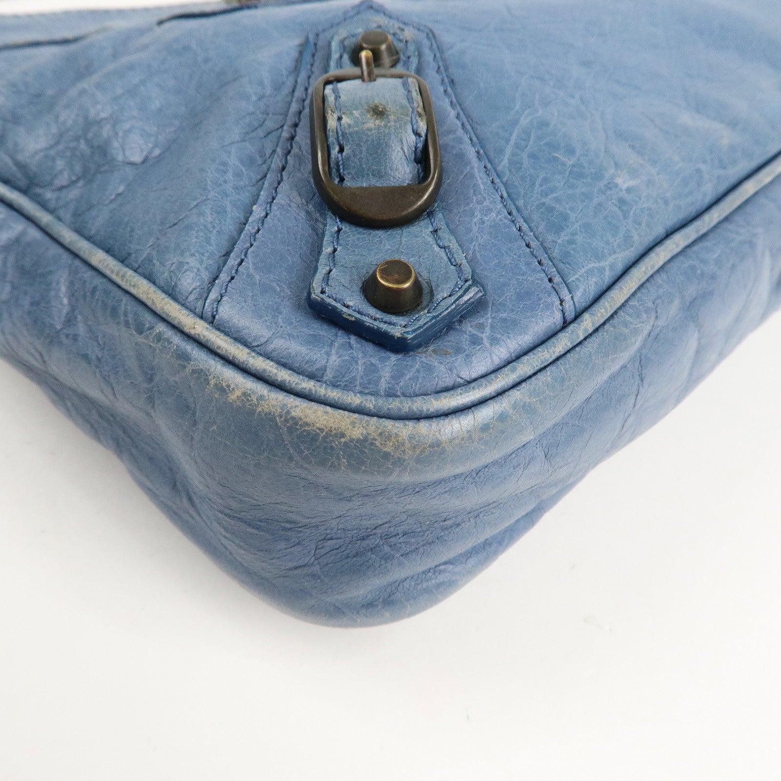 BALENCIAGA The Hip Leather Shoulder Bag Hand Bag Blue 242803 Used