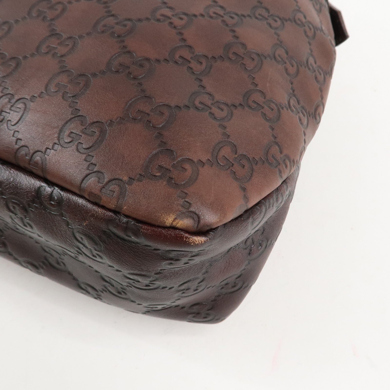 GUCCI Horsebit Guccissima Leather Shoulder Bag Dark Brown 115867 Used