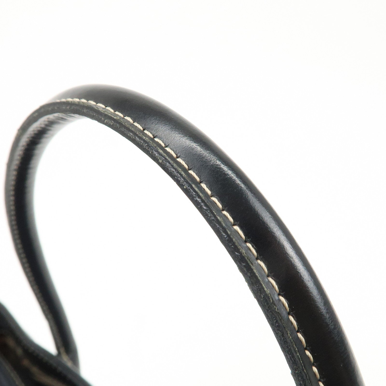 BURBERRY Logo Leather Tote Bag Hand Bag Black Used