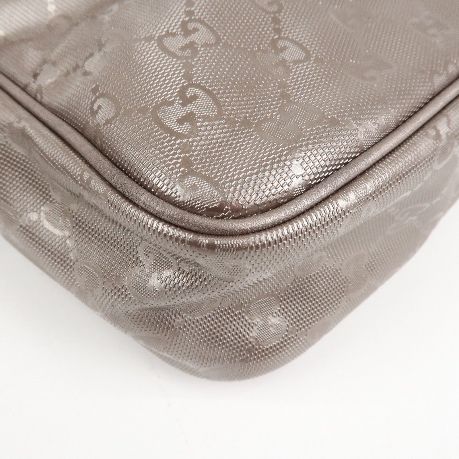 GUCCI GG Imprime PVC Leather Shoulder Bag Metallic Rose gold 233268 Used