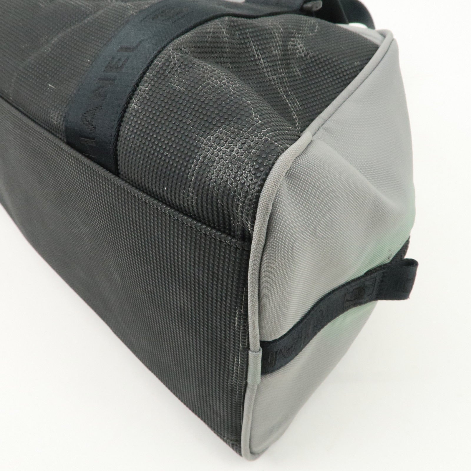 CHANEL Sportsline Nylon Canvas Boston Bag Black Gray A19976 Used