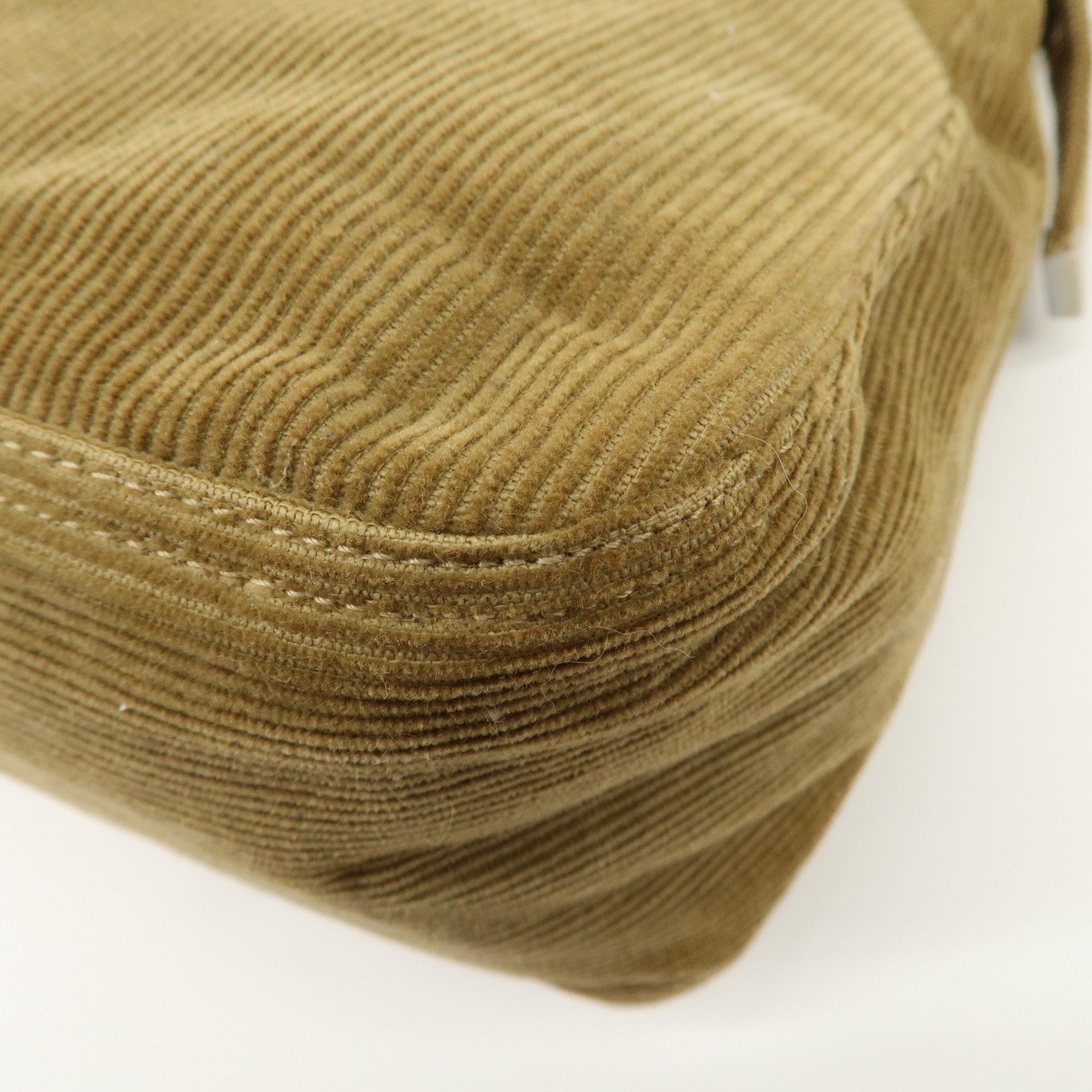 FENDI Mamma Baguette Corduroy Shoulder Bag Khaki 26325 Used