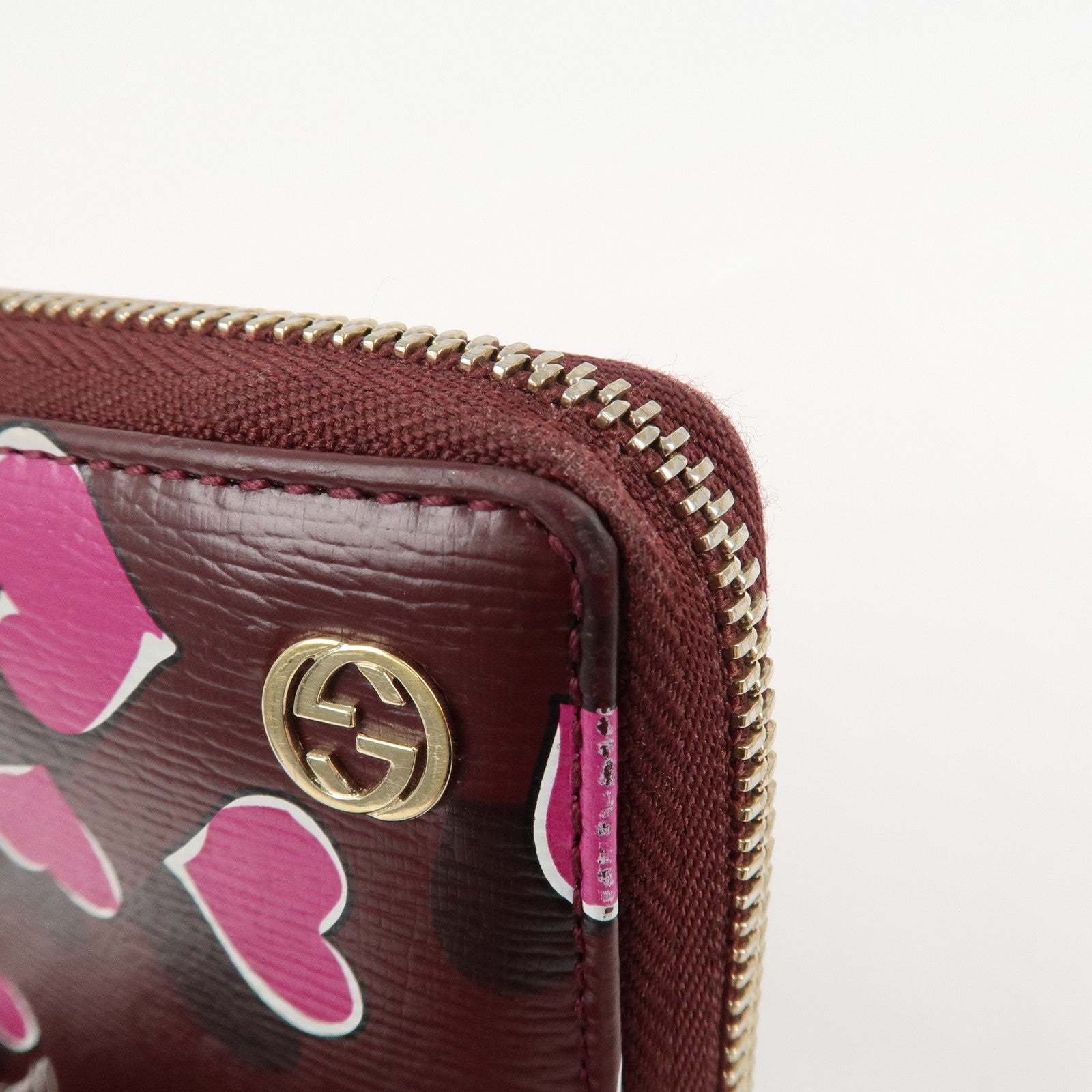 GUCCI Interlocking G Leather Long Wallet Heartbeat Print 309705 Used