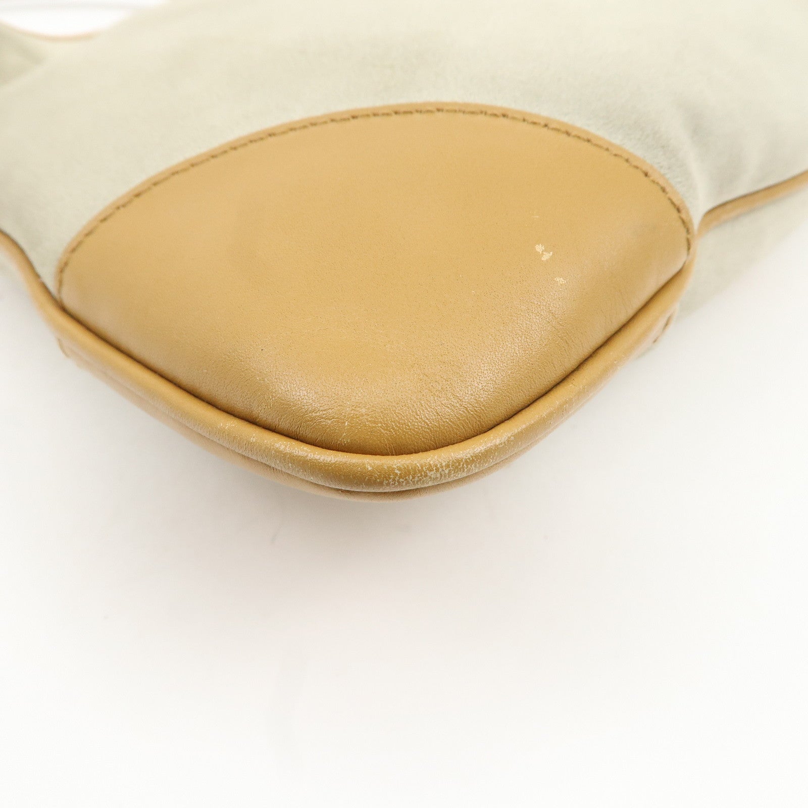 GUCCI Bamboo Suede Leather Shoulder Bag Gray Brown 001.4060 Used