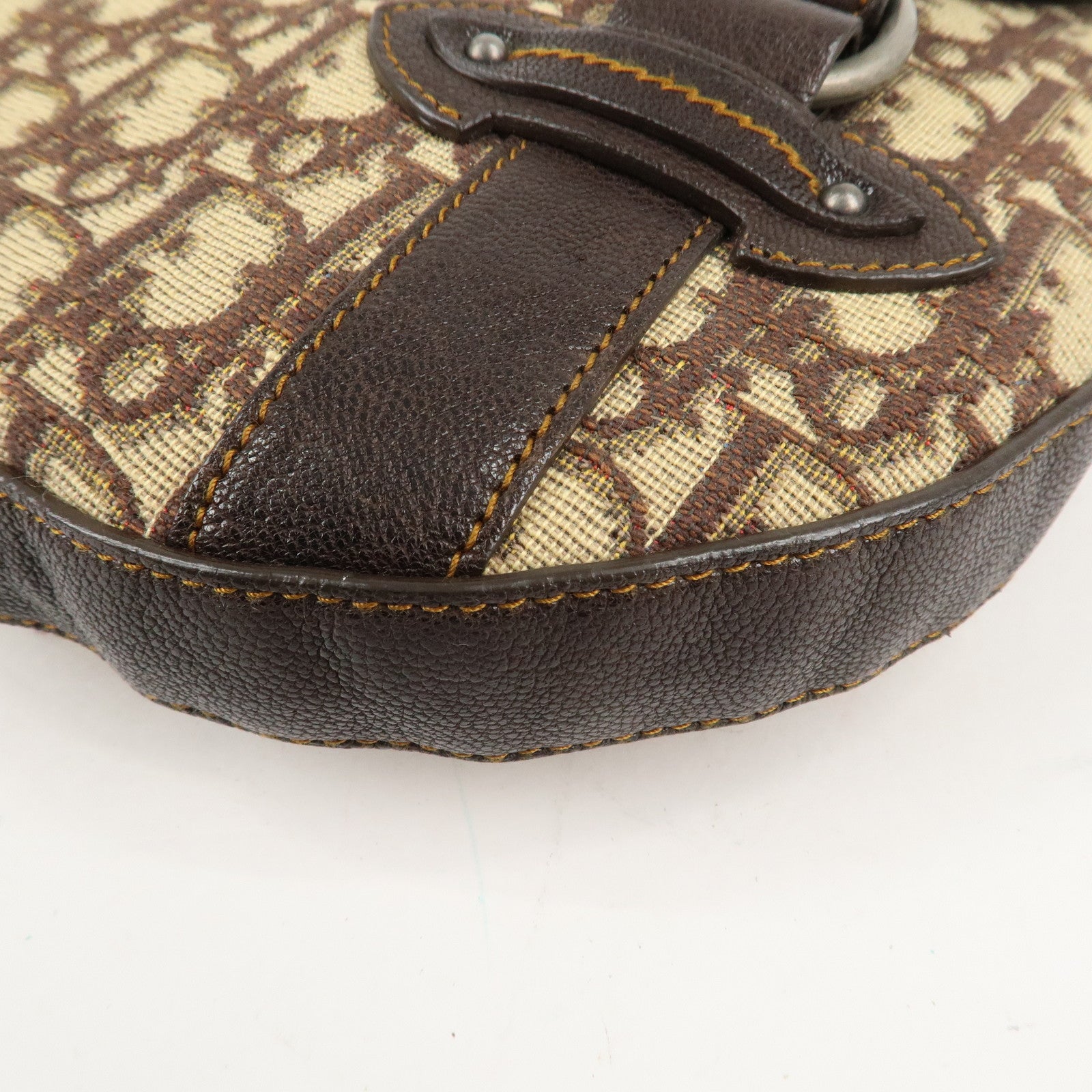 Christian Dior Trotter Canvas Leather Shoulder Bag Brown Used