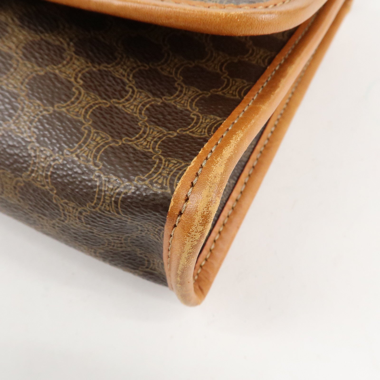 CELINE Macadam PVC Leather Shoulder Bag Hand Bag Brown Used