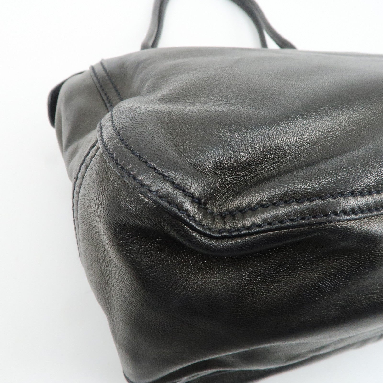 PRADA Leather Tote Bag Black Used