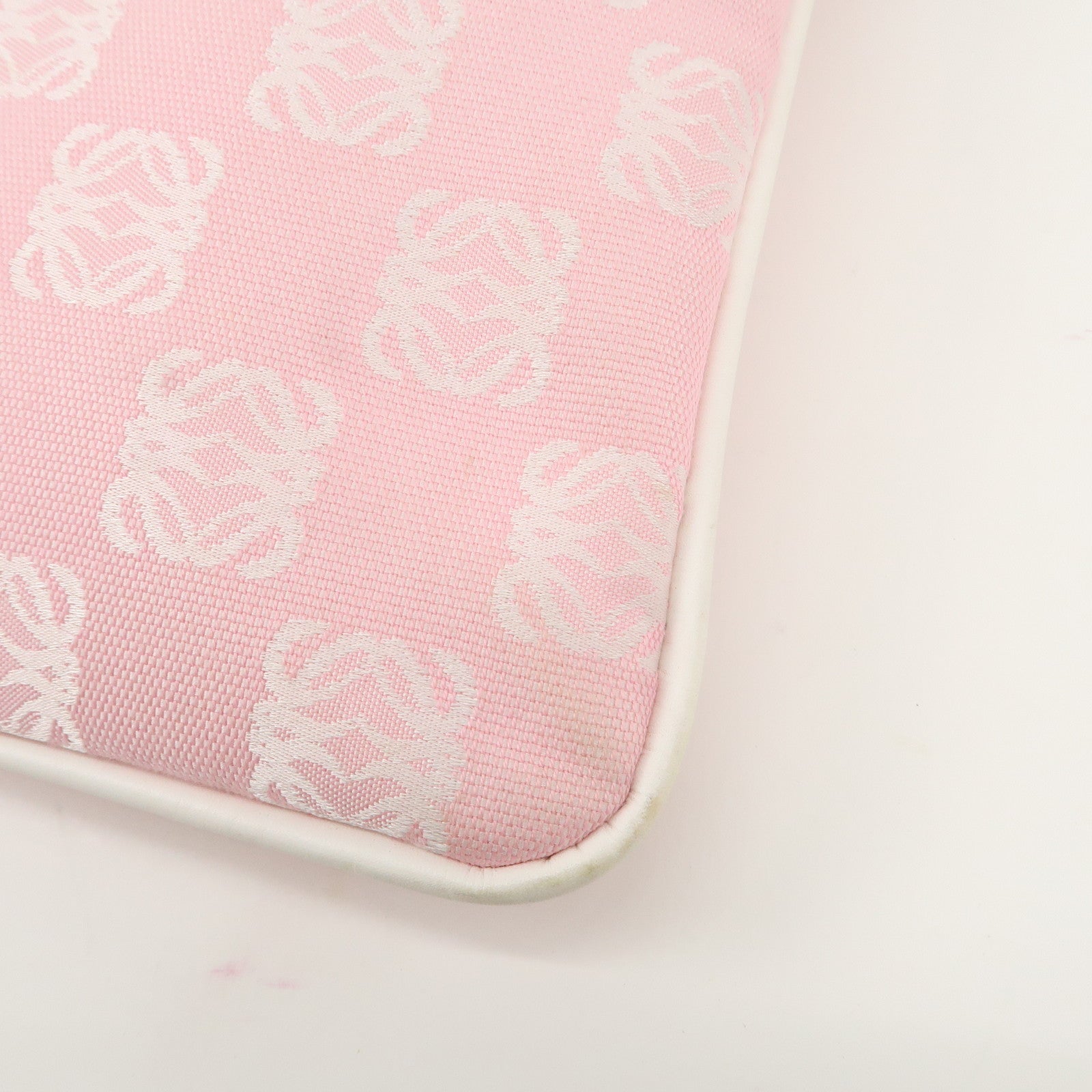 LOEWE Anagram Canvas Leather Shoulder bag Pink Used