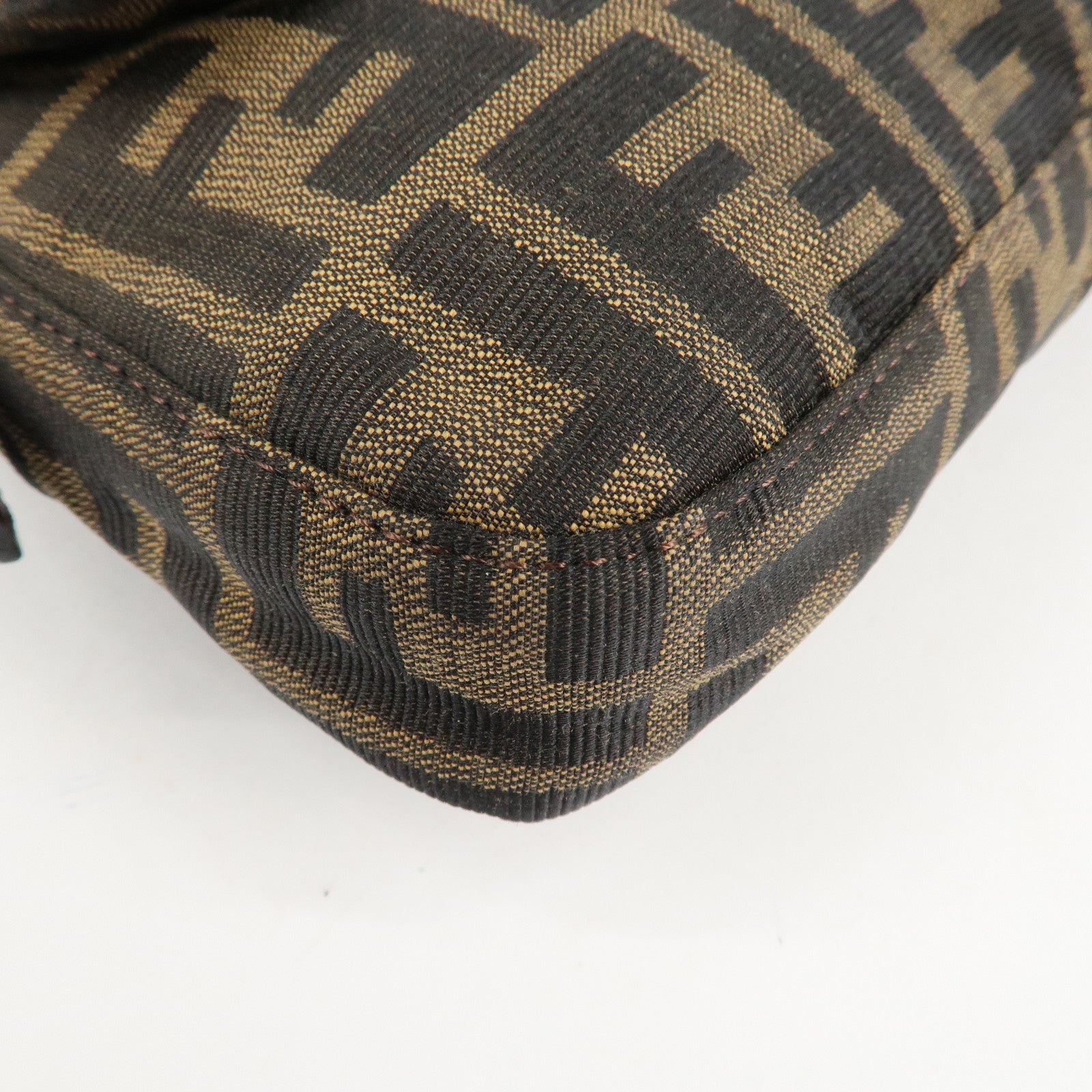 FENDI Zucca Mamma Baguette Canvas Shoulder Bag Brown Black 26424 Used