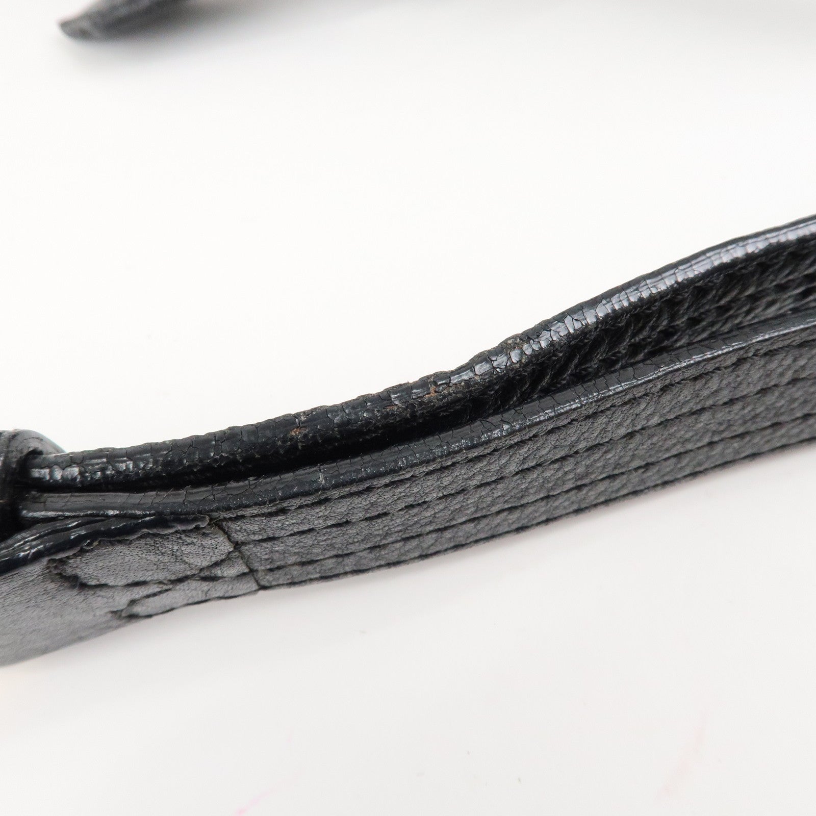 BURBERRY Logo Leather Shoulder Bag Hand Bag Black Used