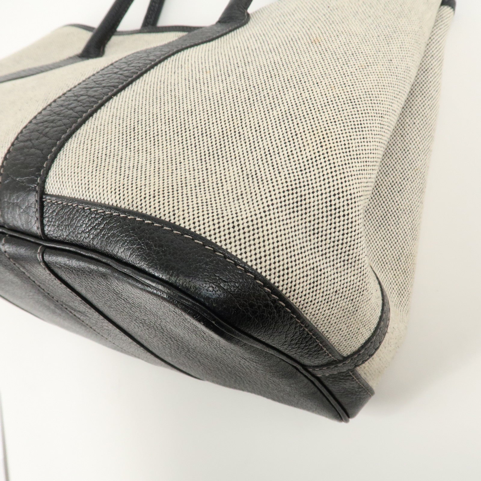 HERMES Garden Party Toile Ash Leather PM H Stamped Tote Bag Used