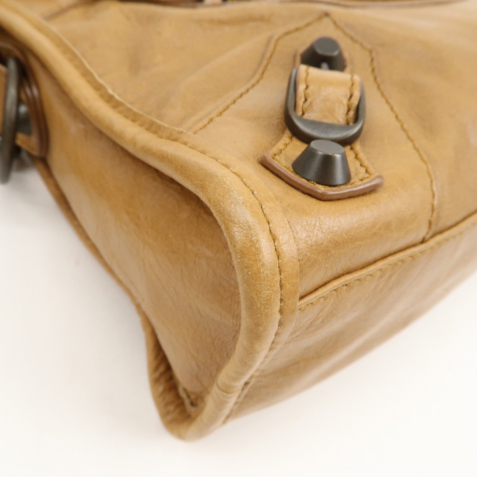 BALENCIAGA Mini City Leather Classic 2Way Bag Brown 300295 Used