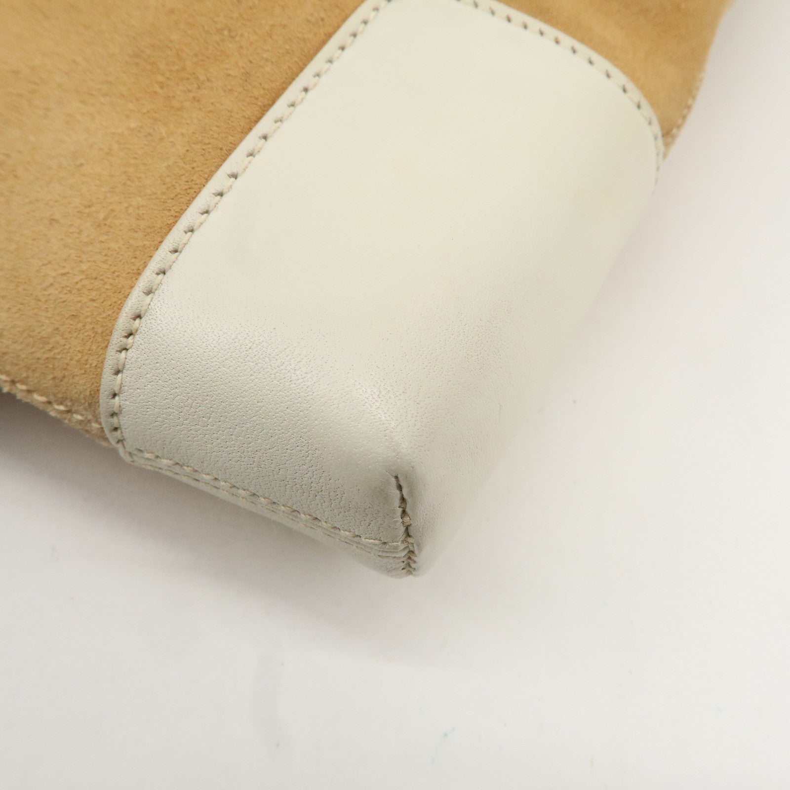 LOEWE Anagram Suede Leather Shoulder Bag Beige Ivory Used