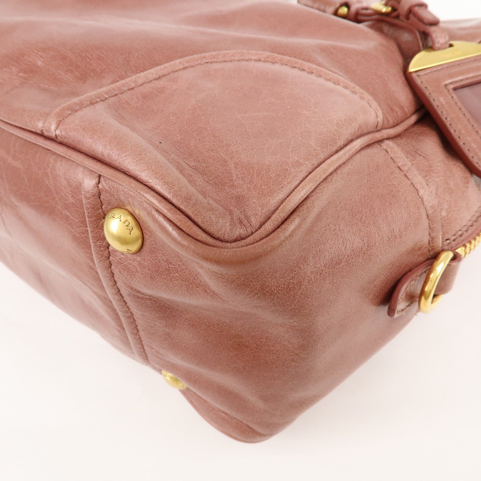 PRADA Leather 2Way Hand Bag Shoulder Bag Pink BL0821 Used