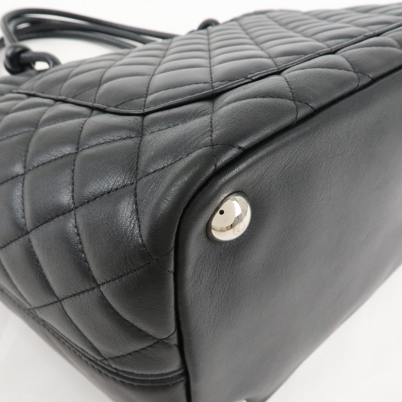 CHANEL Cambon Line Lambskin COCO Mark Large Tote Bag A25169 Used