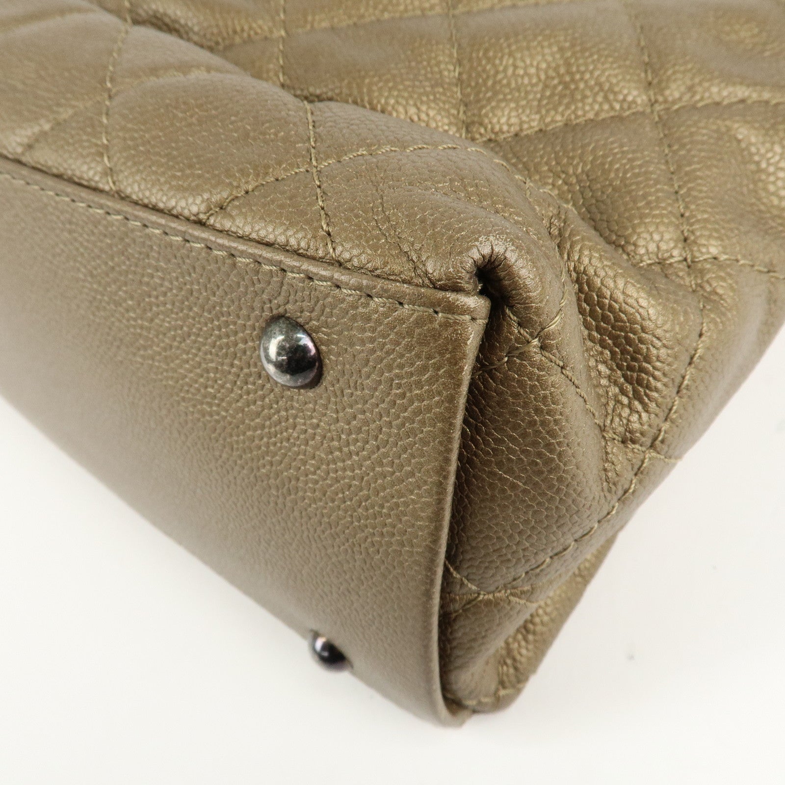 CHANEL Matelasse Caviar Skin COCO Mark Chain Tote Bag A90451 Used