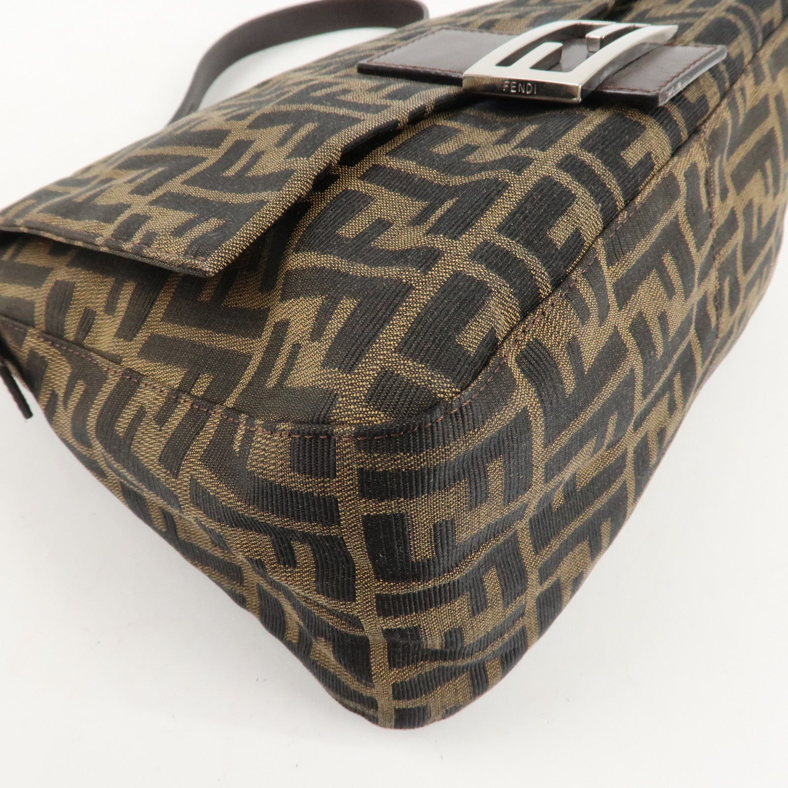 FENDI Mamma Baguette Zucca Canvas Leather Shoulder Bag 26325 Used