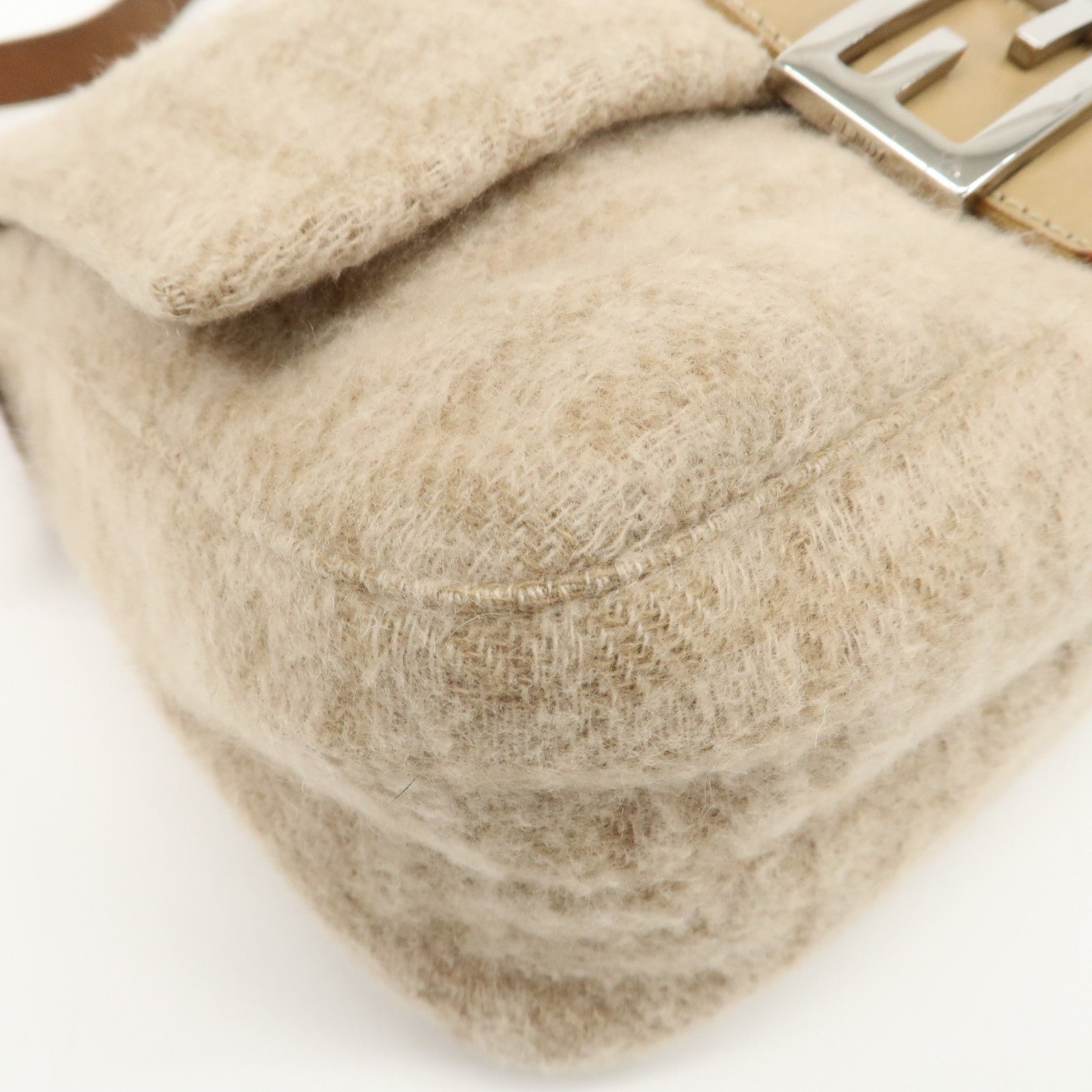 FENDI Mamma Baguette Zucca Wool Leather Shoulder Bag 26325 Used