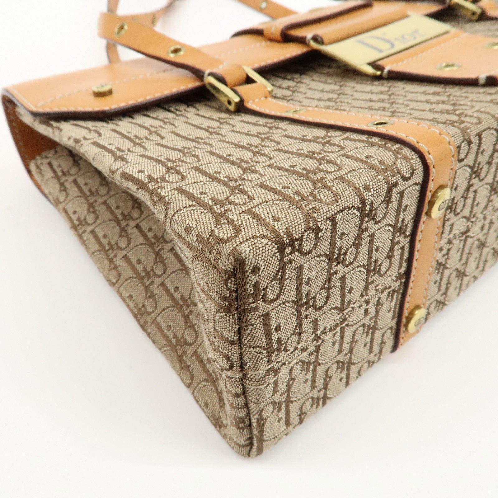 Christian Dior Trotter Street Chic Canvas Leather Shoulder Bag Used