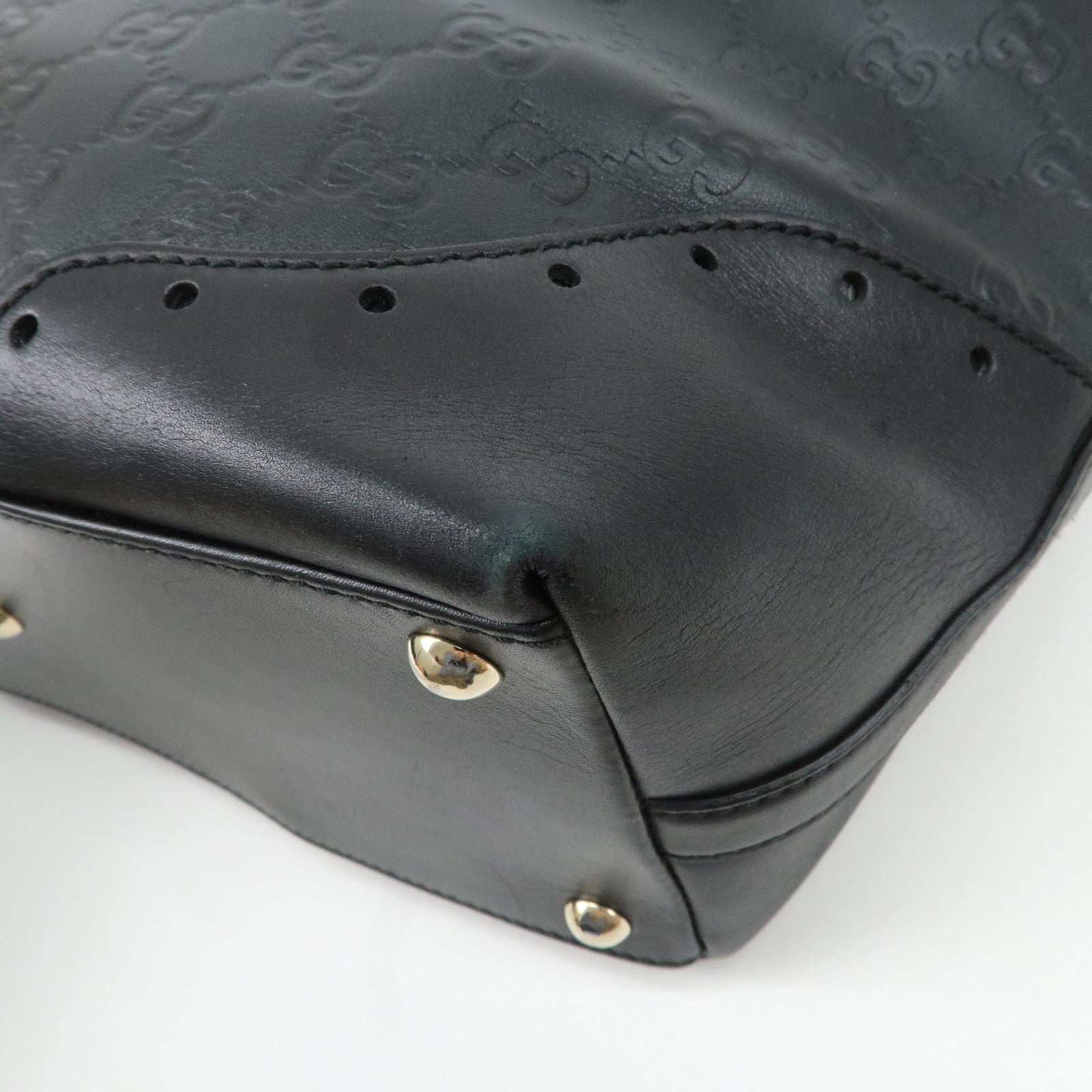 GUCCI Guccissima Leather Tote Bag Hand Bag Black 145993 Used