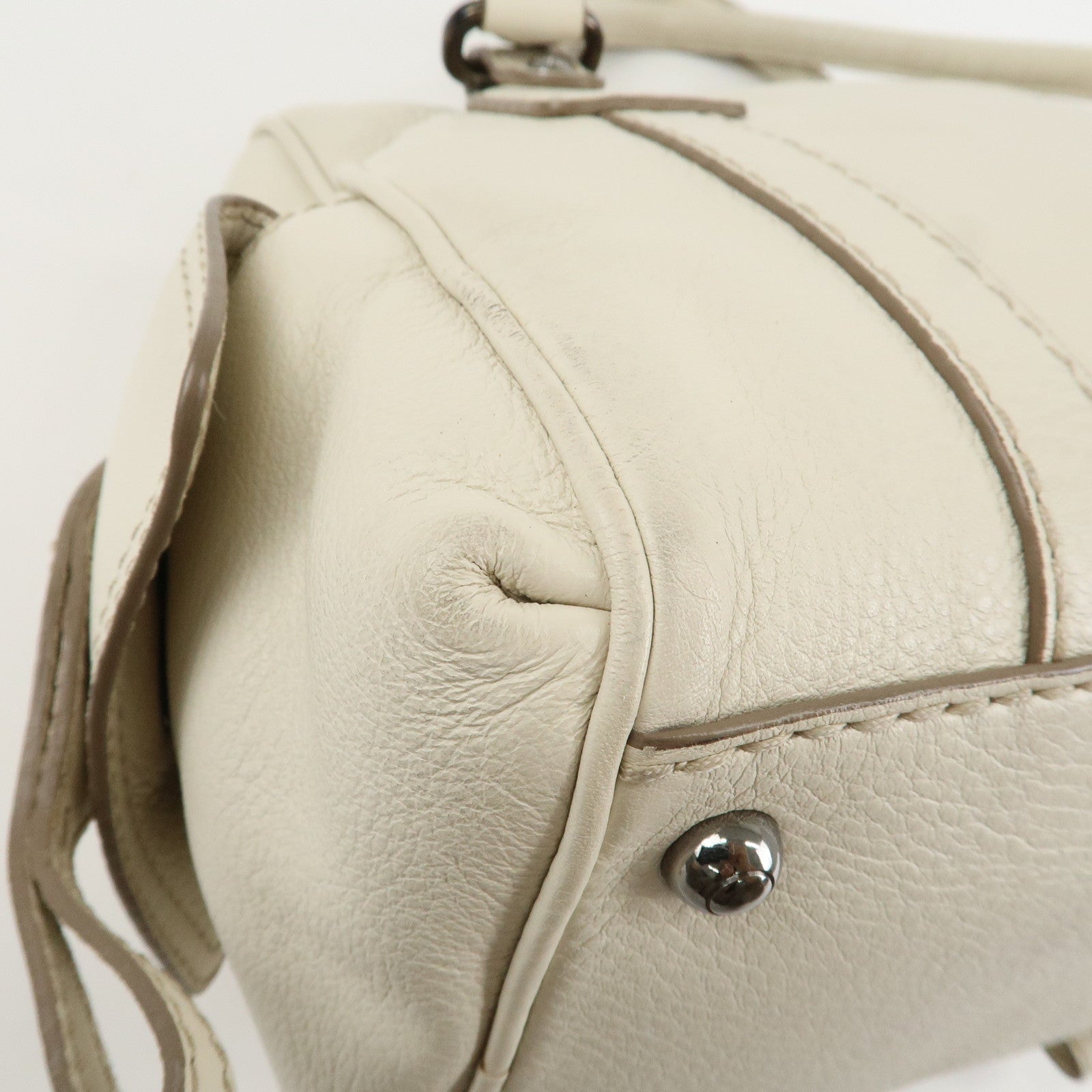 TOD'S Leather Shoulder Bag Hand Bag White Used