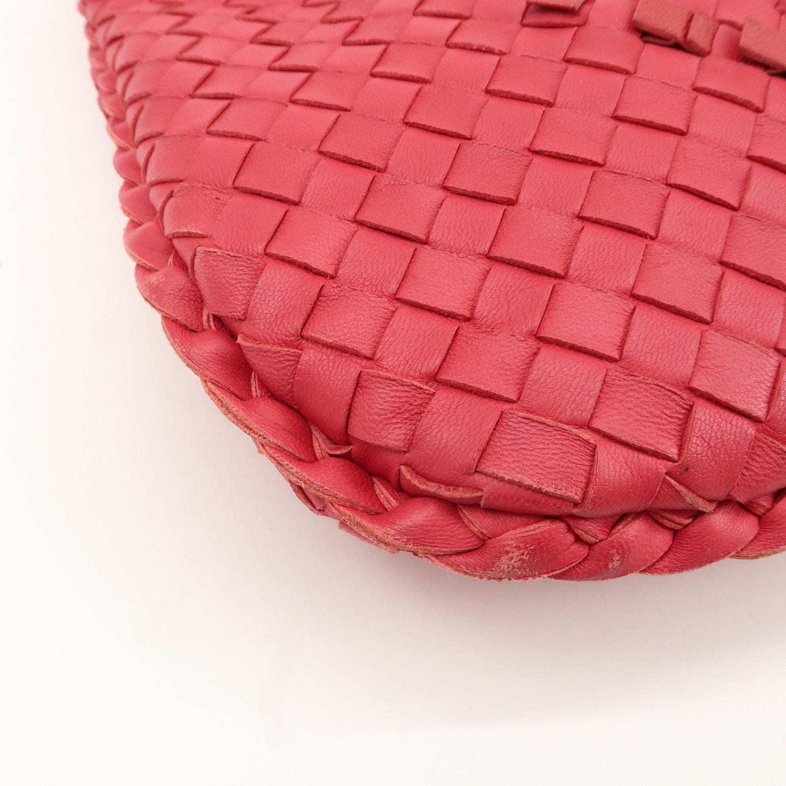 BOTTEGA VENETA Hobo Intrecciato Leather Shoulder Bag Pink 115653 Used