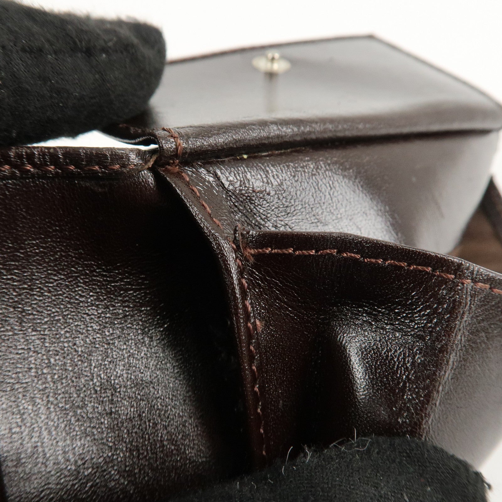 FENDI Zucca Set of 2 Canvas Leather Bi-fold Wallet Brown Black Used