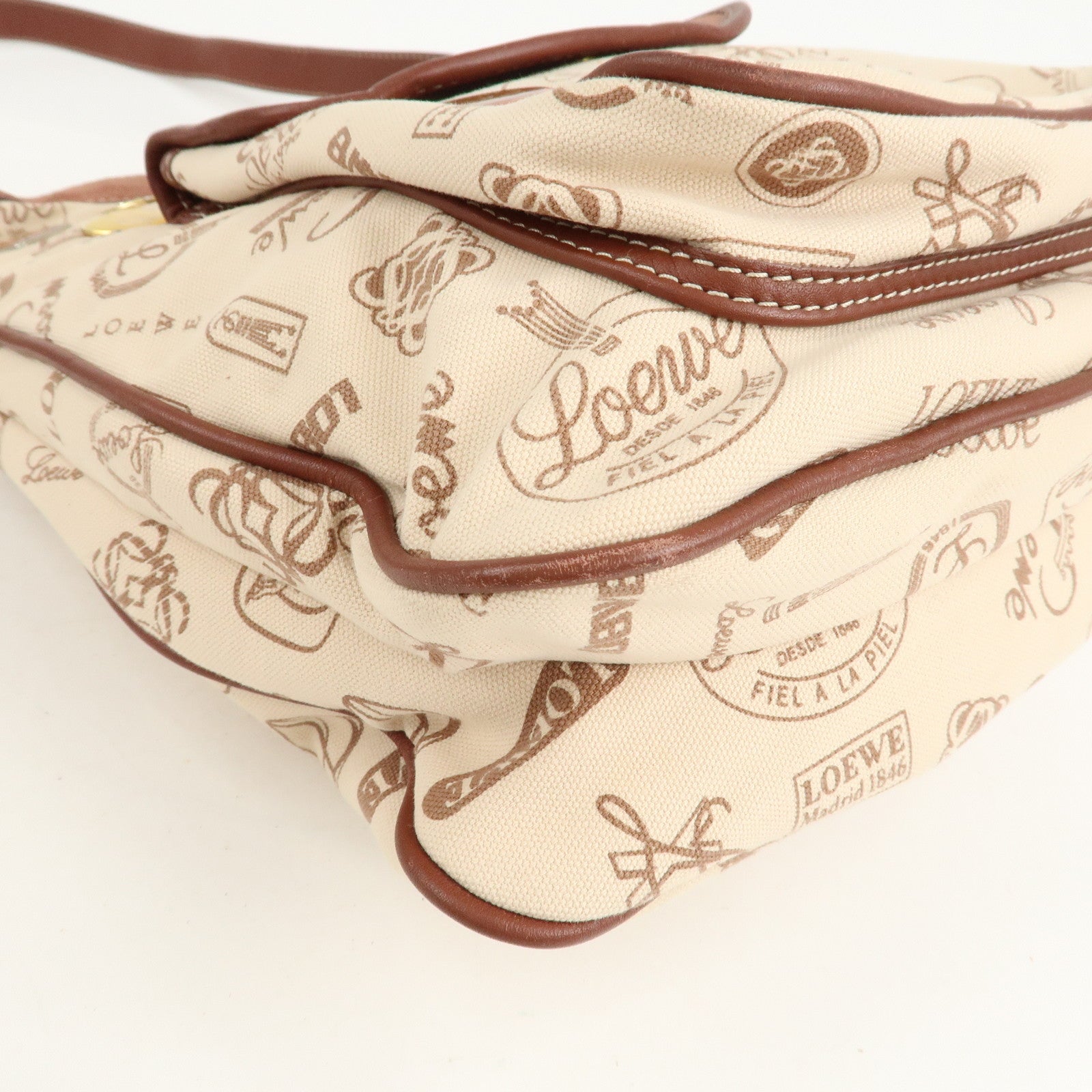 LOEWE Anagram Canvas Leather Suede Shoulder Bag 160th Anniversary Used