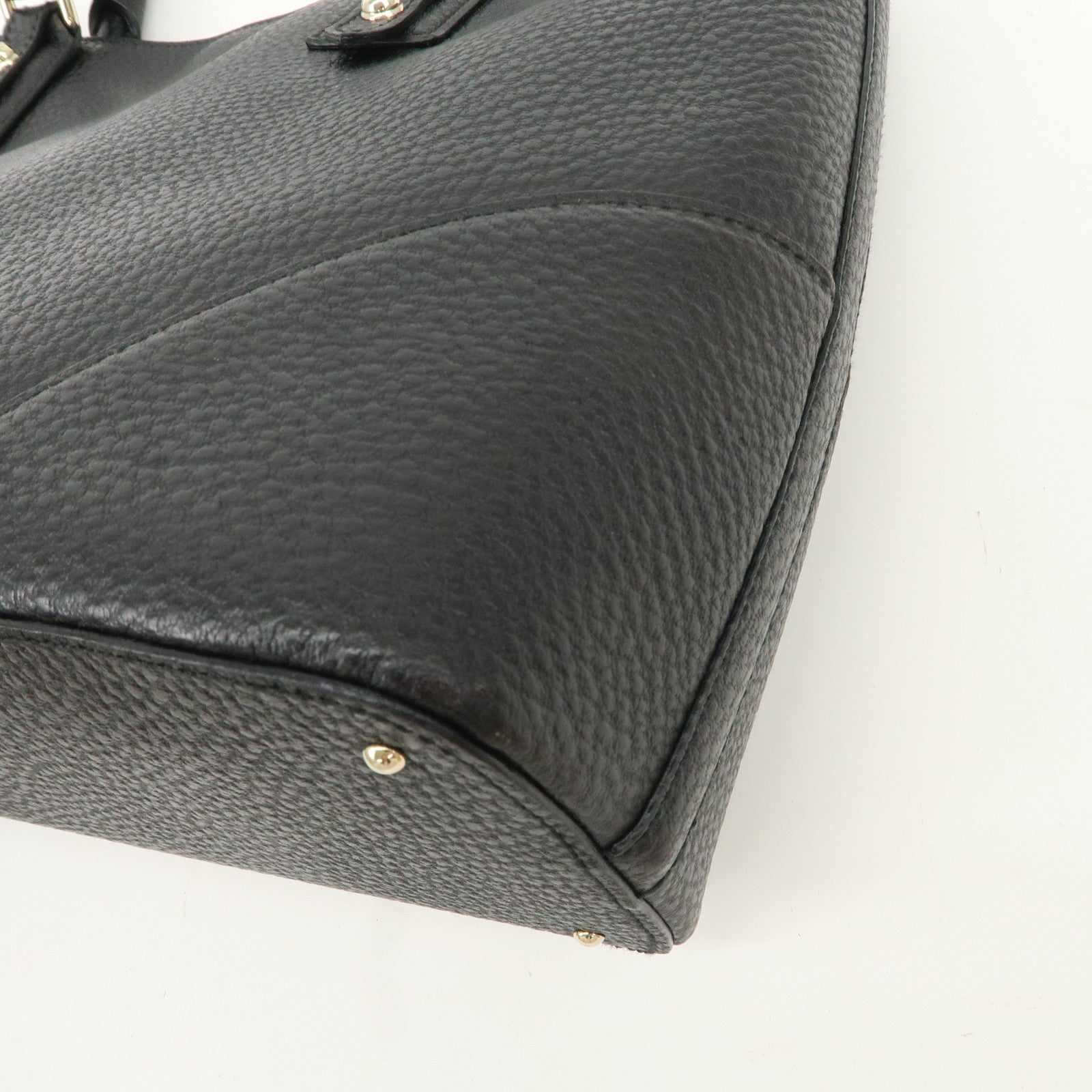 GUCCI Leather Horsebit Tote Bag Hand Bag Black 137385 Used