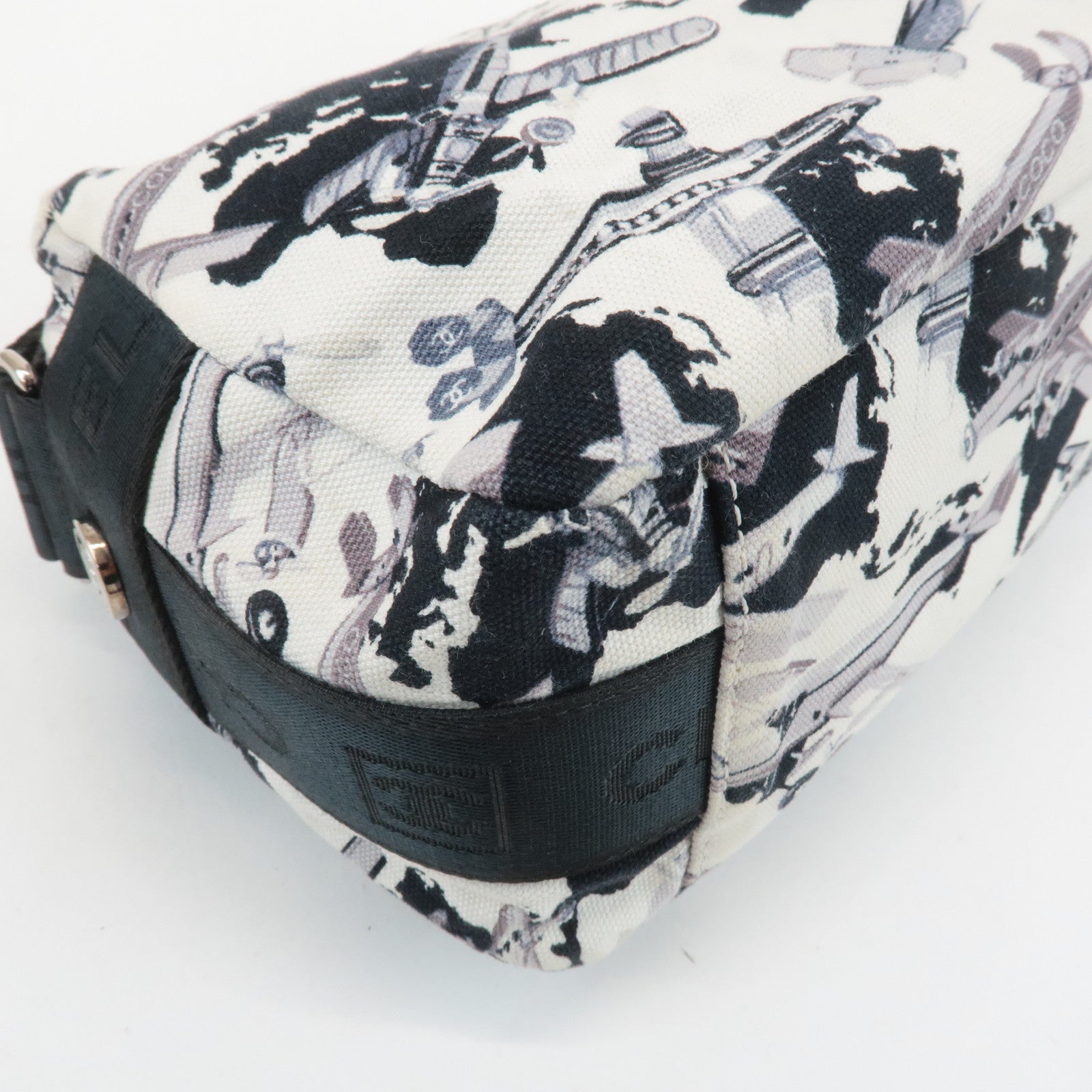 CHANEL Airline Canvas Leather Shoulder Bag Airplane Pattern Used