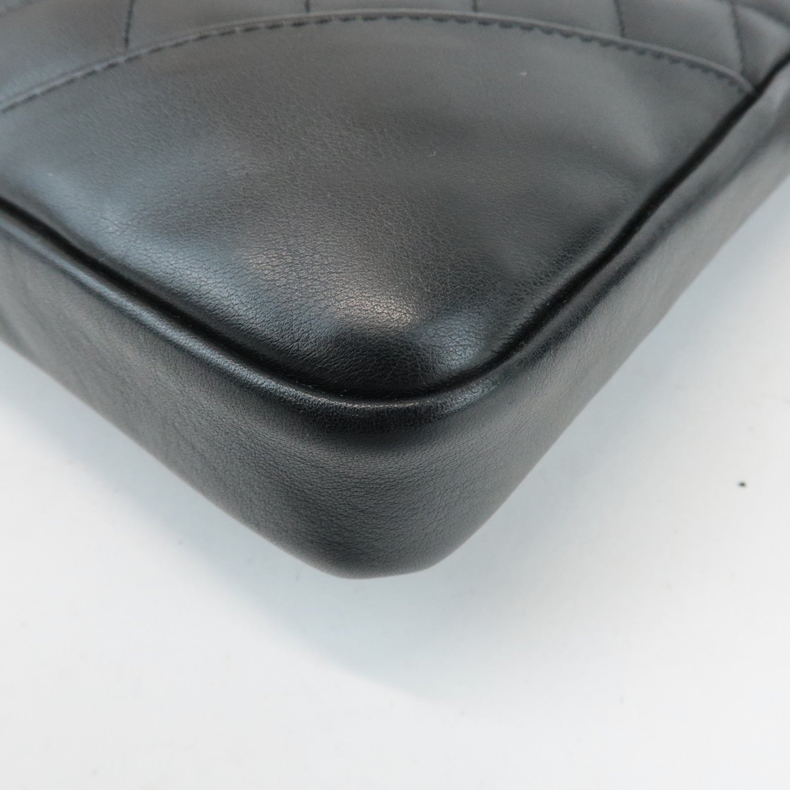 CHANEL Cambon Lamb Skin Medium Pochette Shoulder Bag A25178 Used