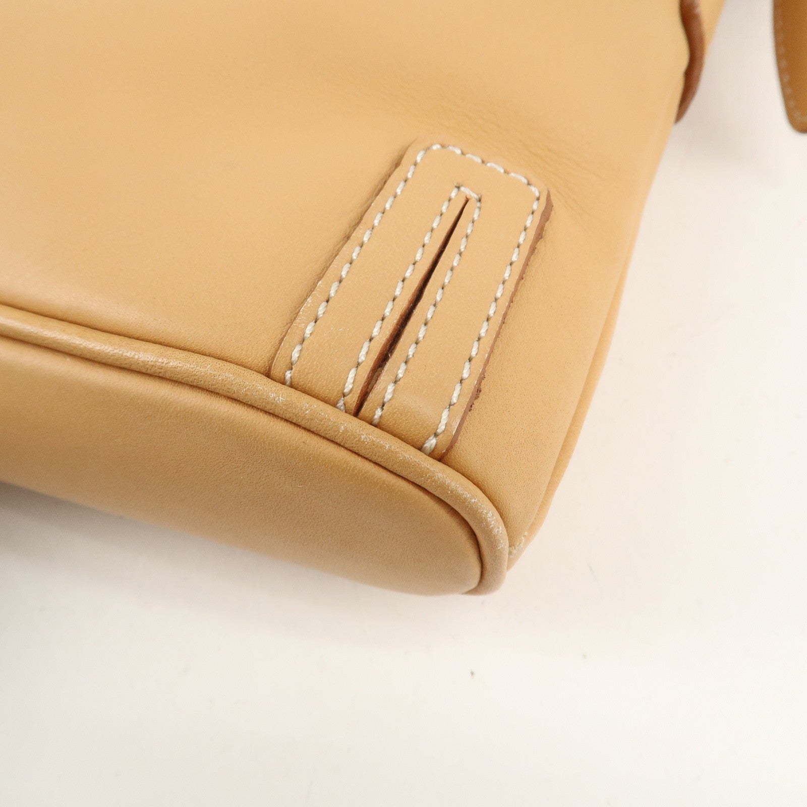 BURBERRY Leather Shoulder Bag Crossbody Bag Beige Used