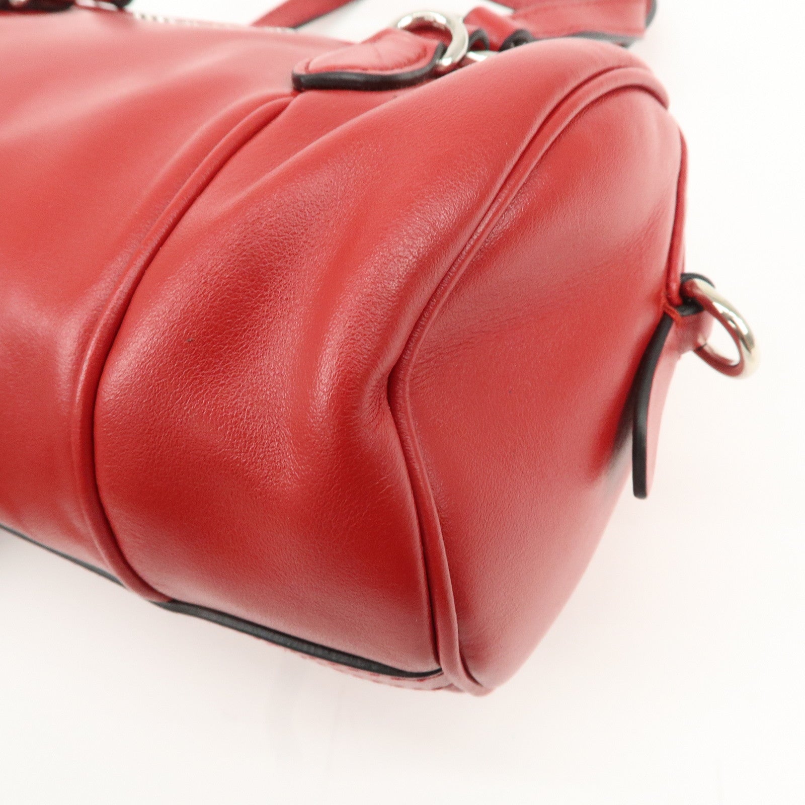 MIU MIU Logo Leather 2Way Shoulder Bag Hand Bag Red 5BH152 Used