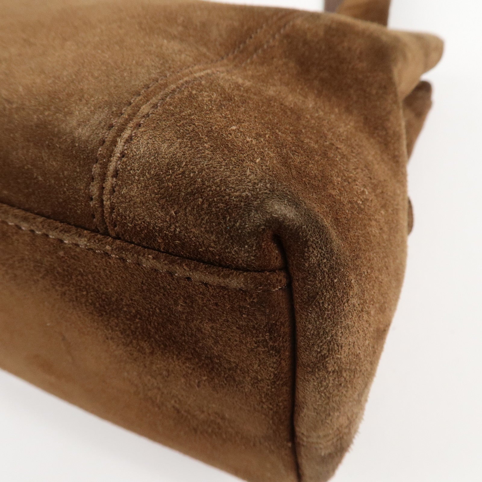 CHANEL Suede Tote Bag Shoulder Bag Hand Bag Brown Used