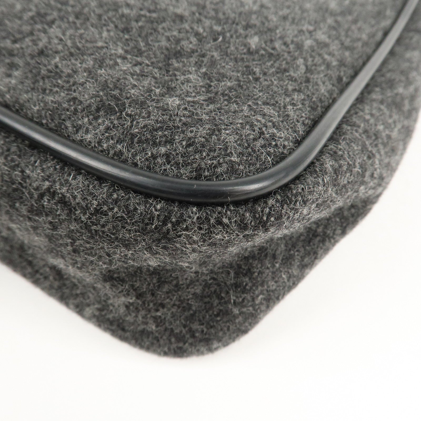 PRADA Felt Leather Shoulder Bag Hand Bag Gray Black Used