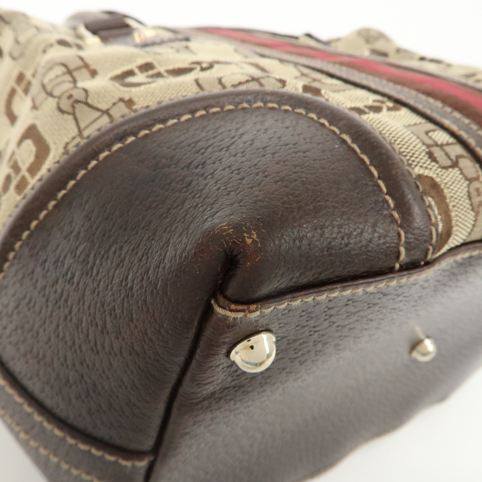 GUCCI Sherry Canvas Leather Doctor's Bag Hand Bag Beige 146002 Used