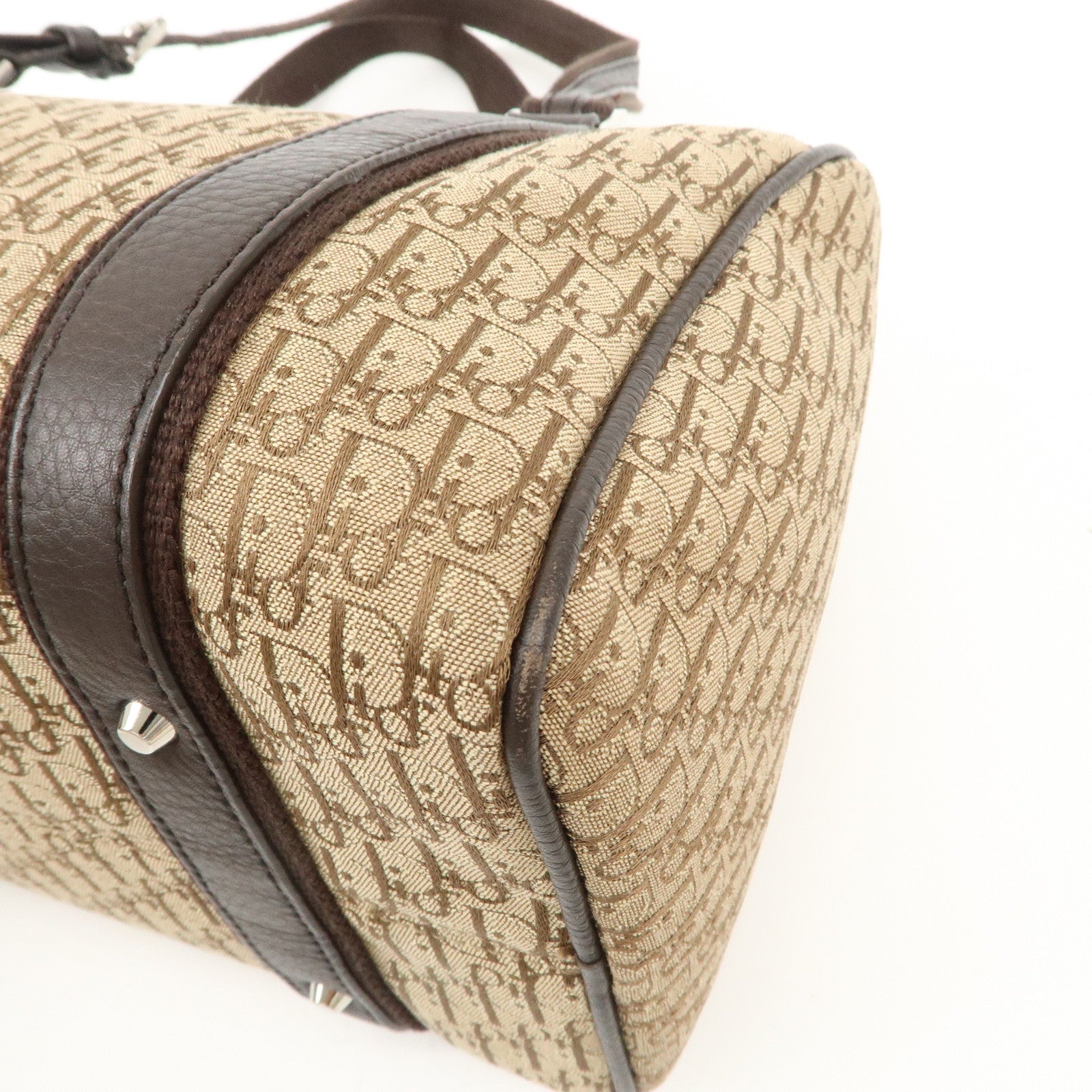 Christian Dior Trotter Canvas Leather Mini Boston Bag Beige Used