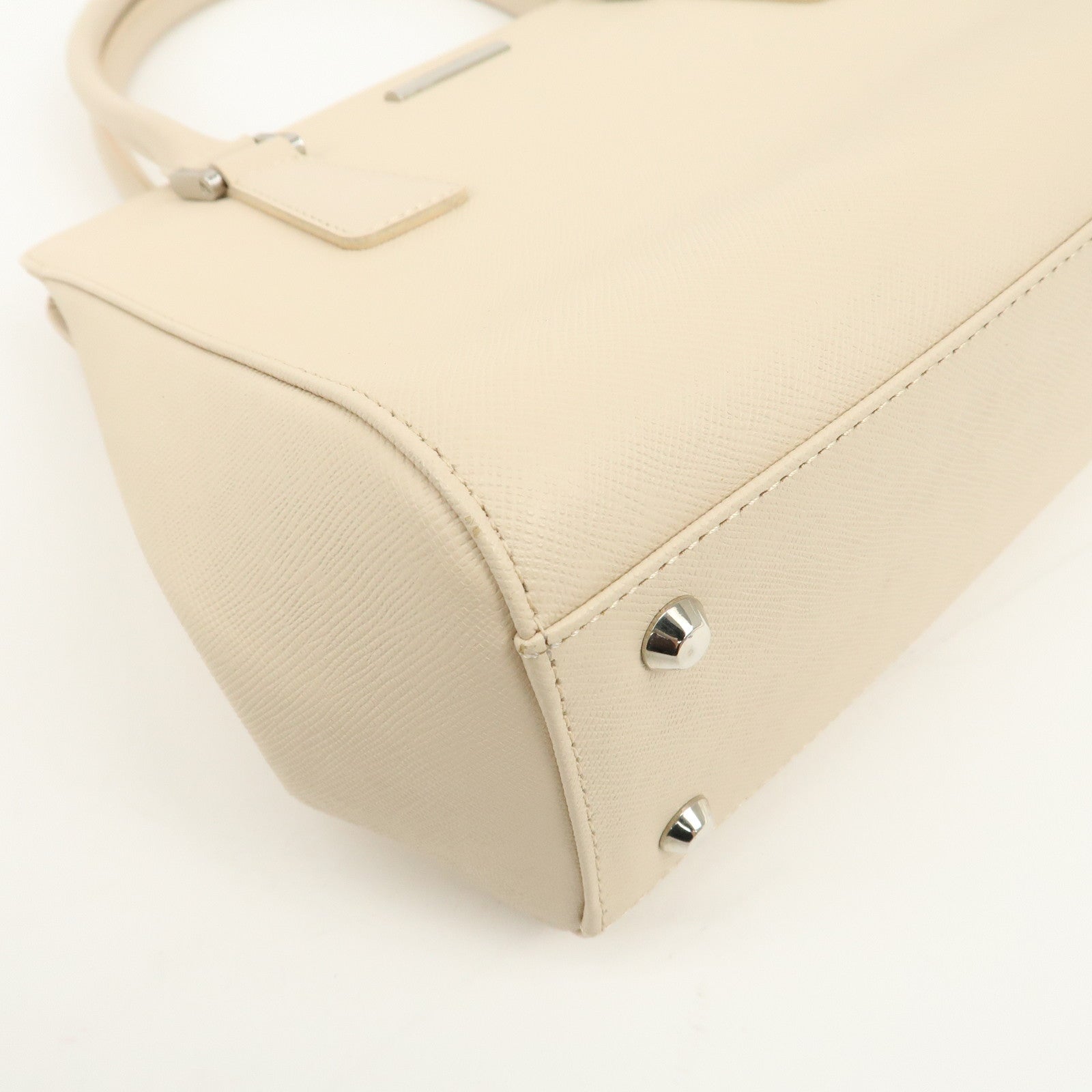BURBERRY Leather Hand Bag Beige Used