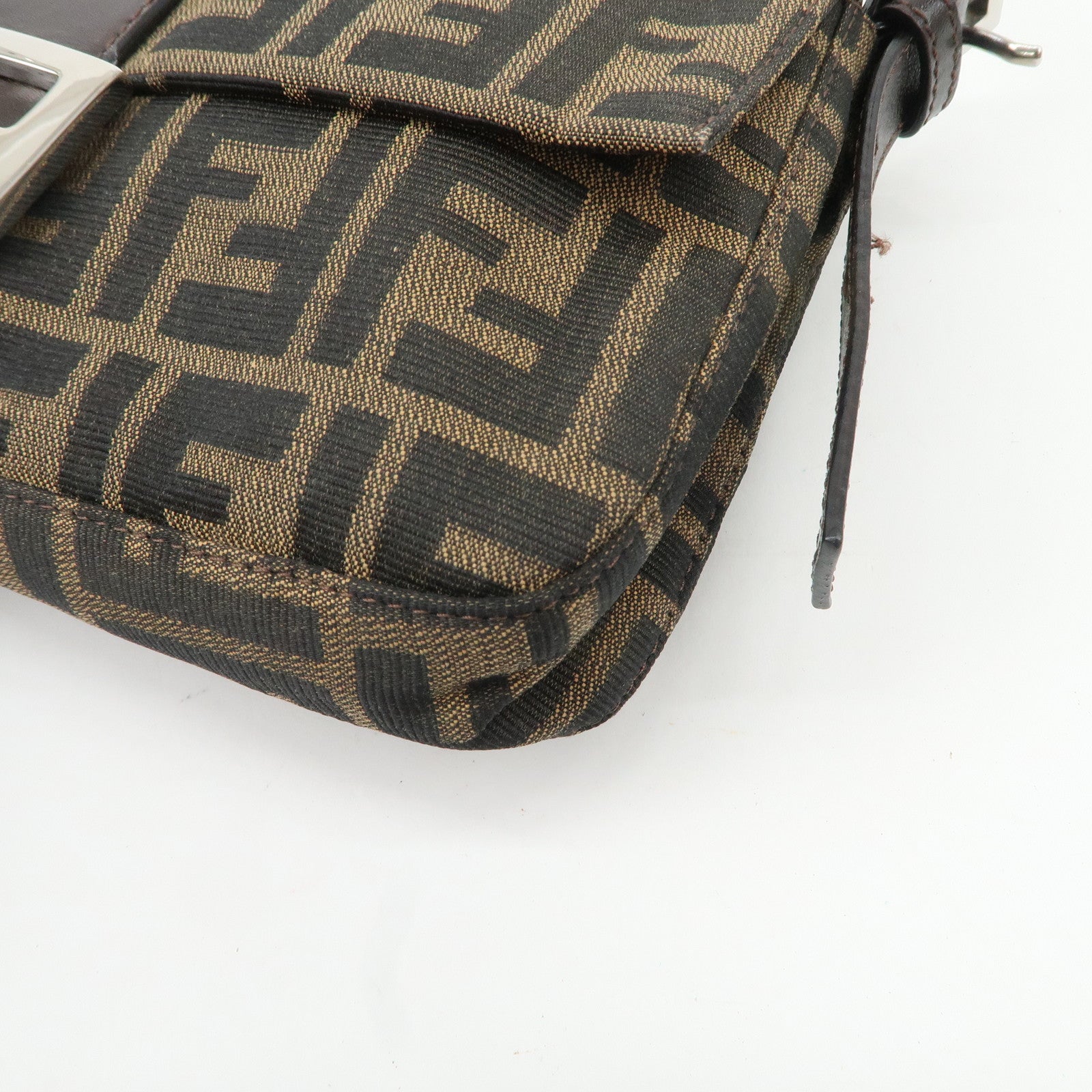 FENDI Mamma Baguette Zucca Canvas Leather Shoulder Bag 26424 Used