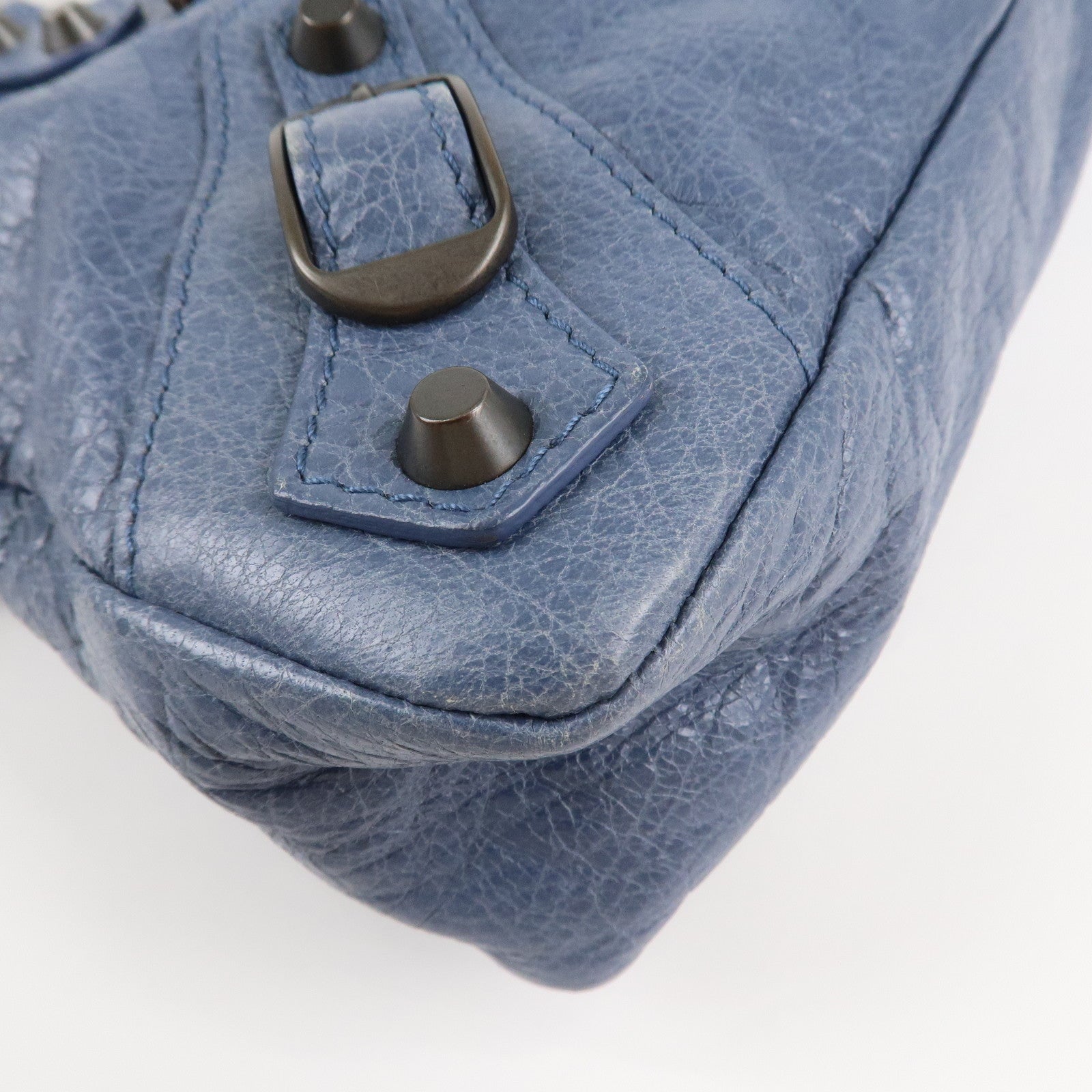 BALENCIAGA The First Leather 2Way Bag Hand Bag Blue Used