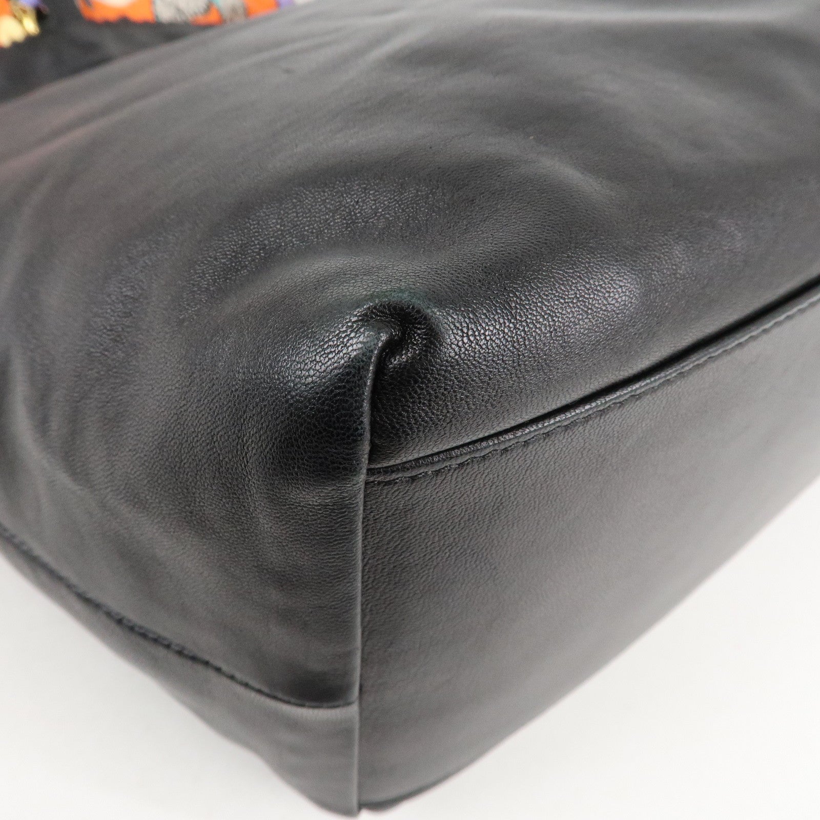 LOEWE Anagram Leather Shoulder Bag Tote Bag Black Used