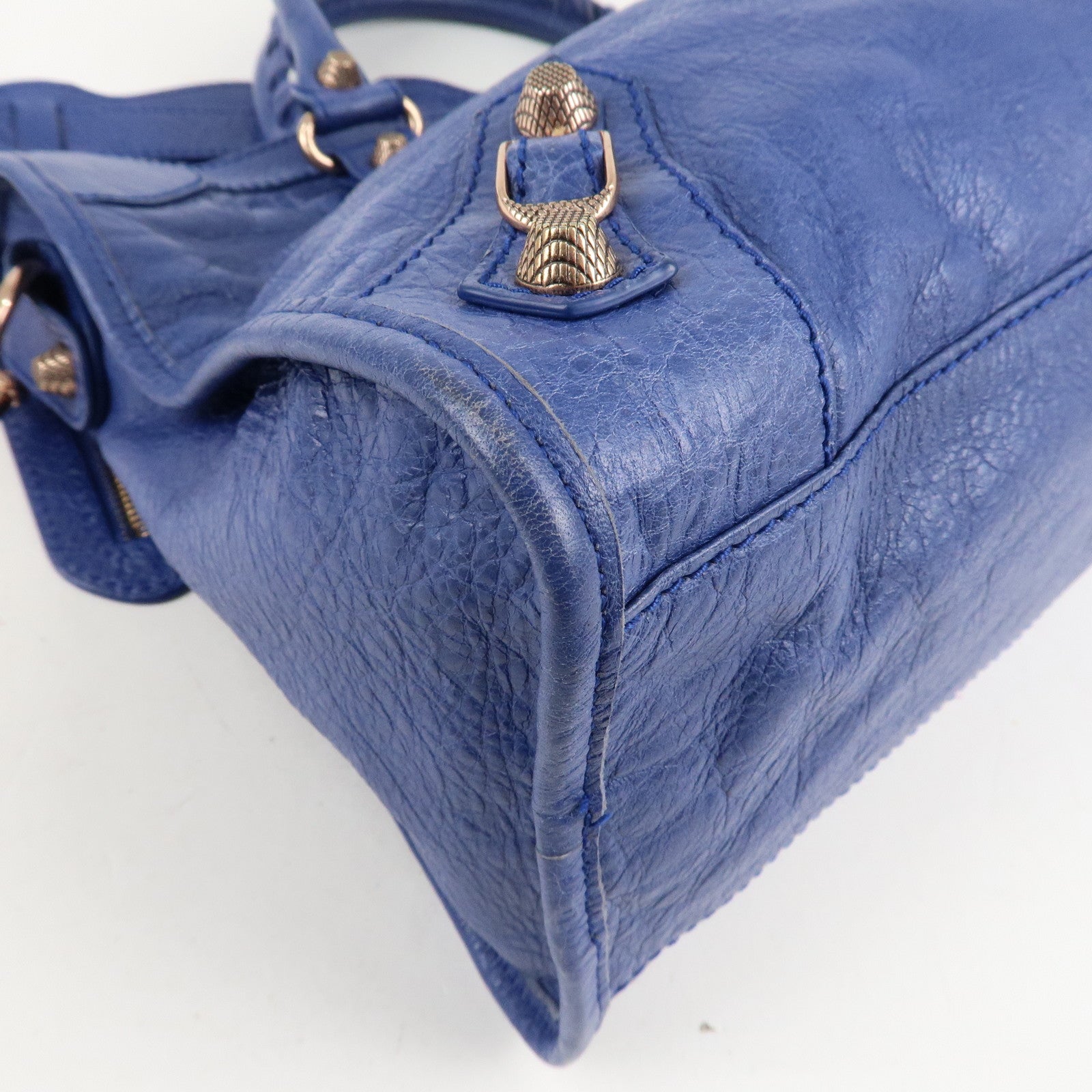 BALENCIAGA The Giant City Leather 2Way Hand Bag Blue 281770 Used