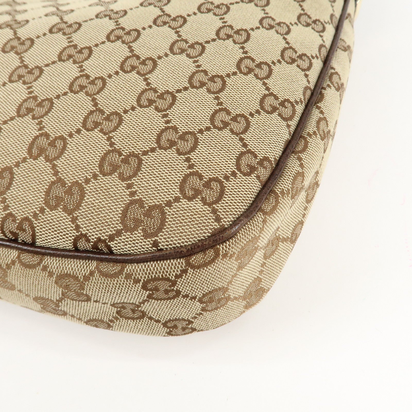 GUCCO GG canvas leather shoulder bag Beige Brown 153010 Used