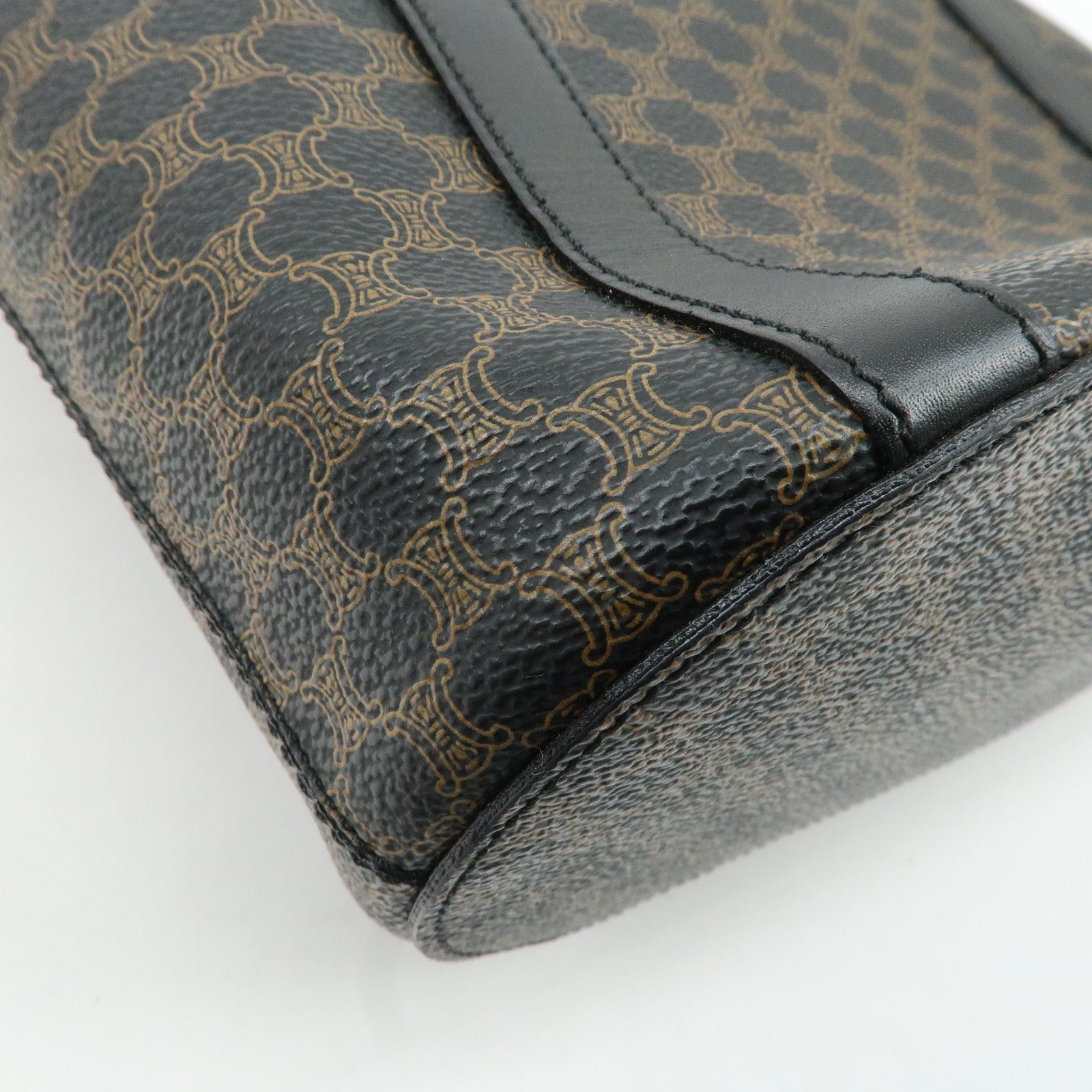 CELINE Macadam PVC Leather Tote Bag Shoulder Bag Brown Black Used