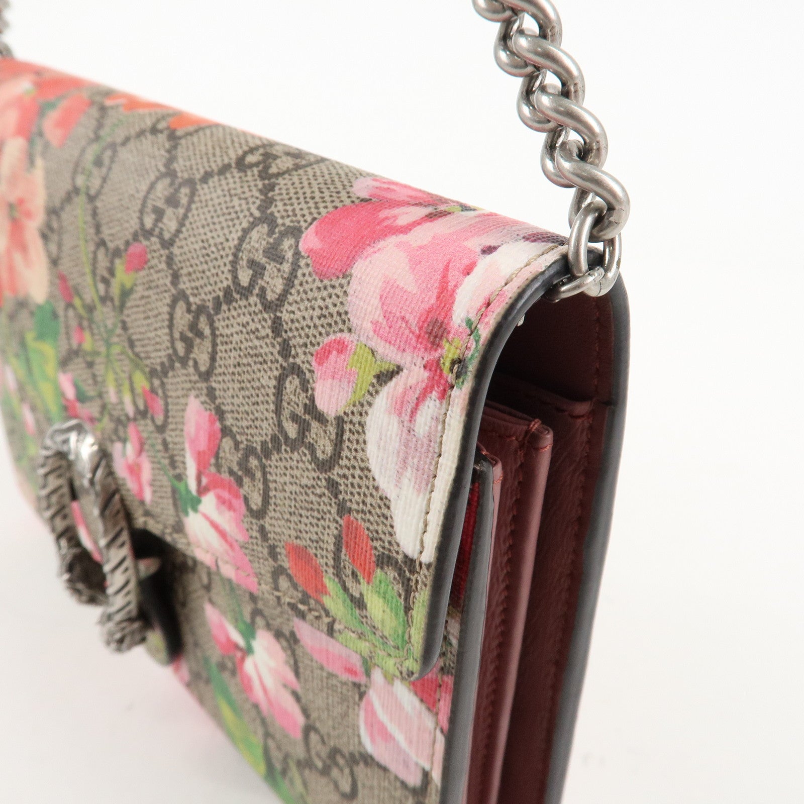 GUCCI Dionysus GG Blooms GG Crystal Chain Wallet Hand Bag 401231 Used