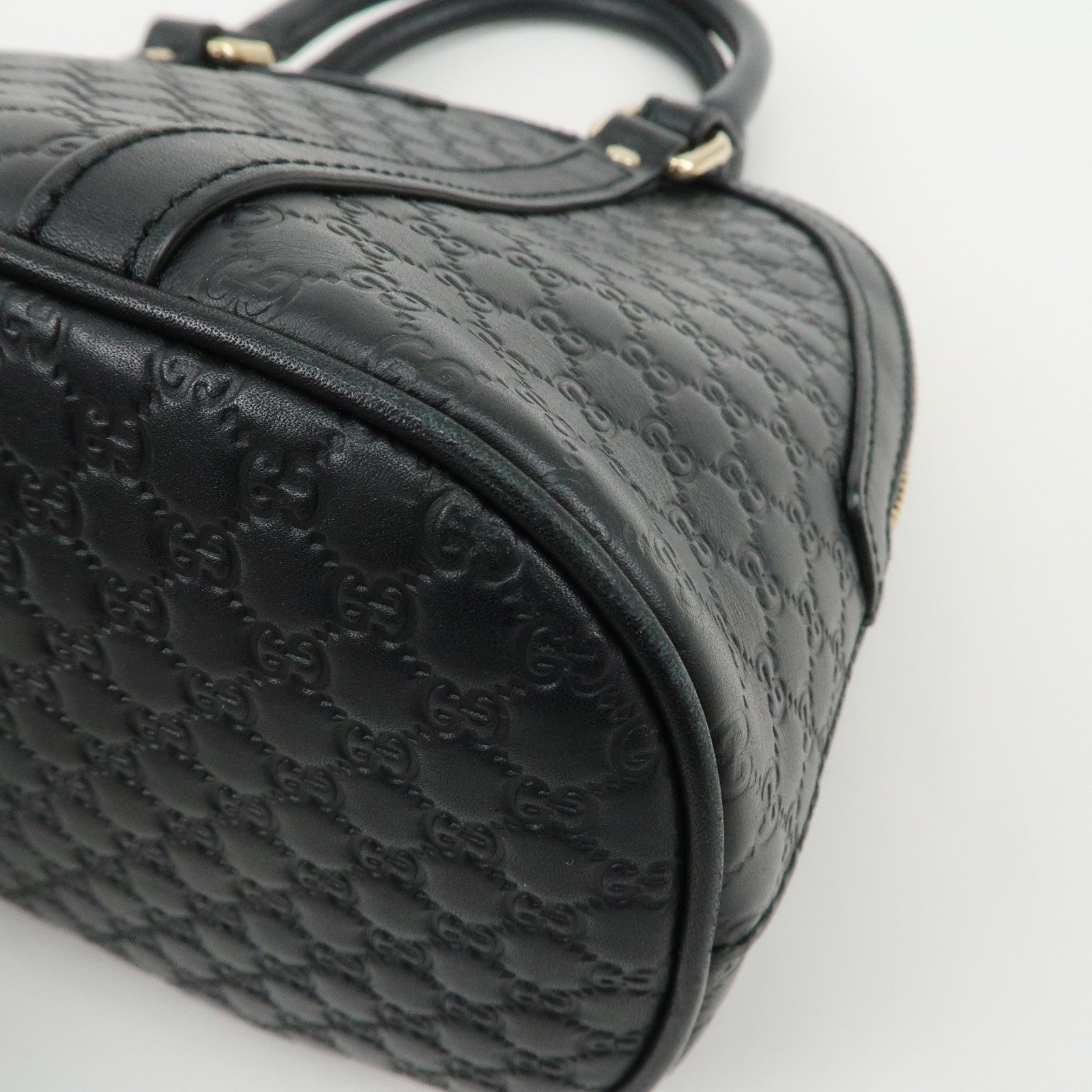 GUCCI Micro Guccissima Leather 2Way Shoulder Hand Bag Black 449654 Used